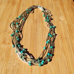 Jay King DTR  925 Liquid  Silver Turquoise Beads Multi Strand 20" Southwestern